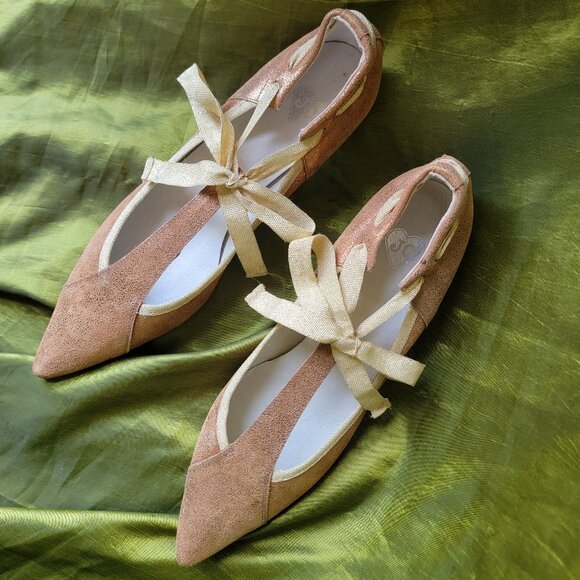 Vintage Jeffery Campbell Sparkly Pointed Toe Kitten Heels with Bow - Picture 1 of 5